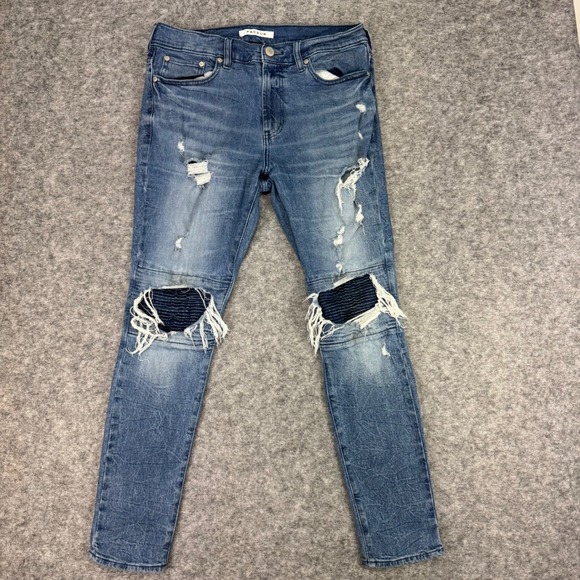 PacSun Stacked Skinny Distressed Blue Jeans Mens Size 32x30 - Picture 2 of 12